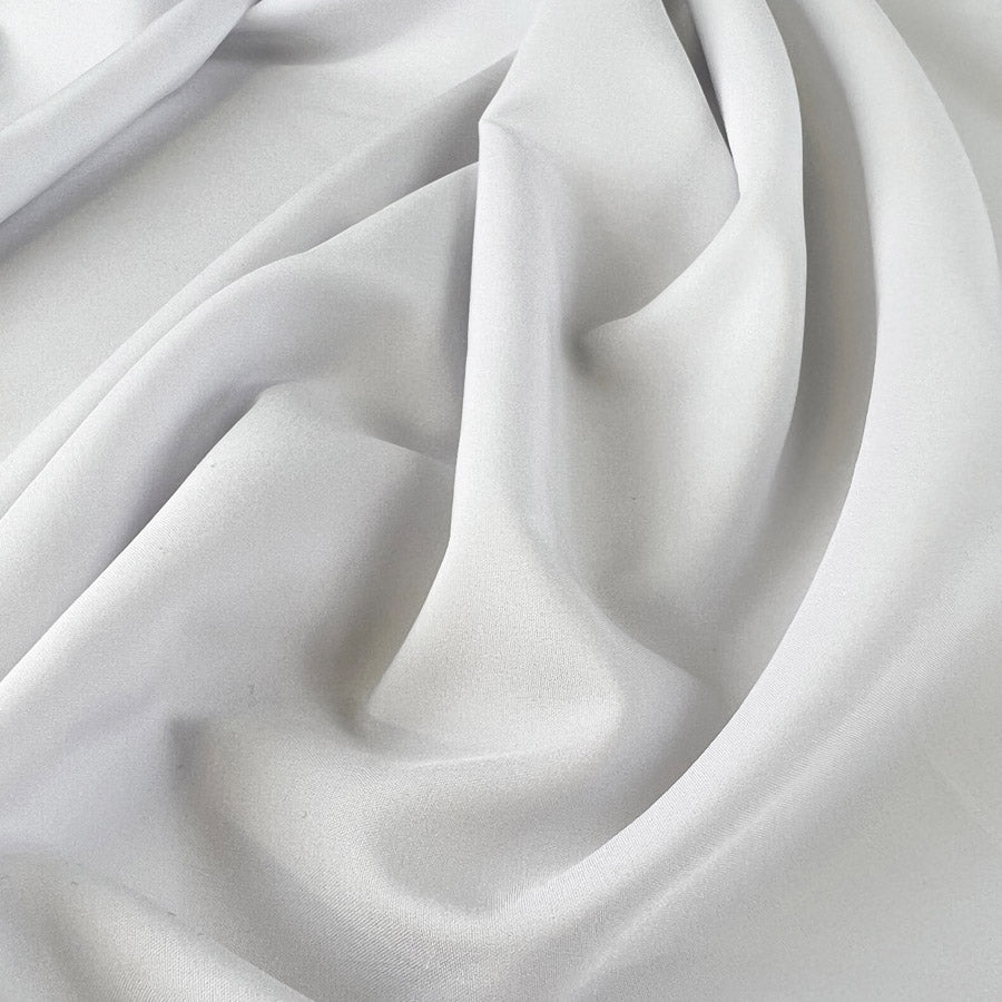 Marlena White Fine Polyester Elastane Woven Lining Fabric Cu1
