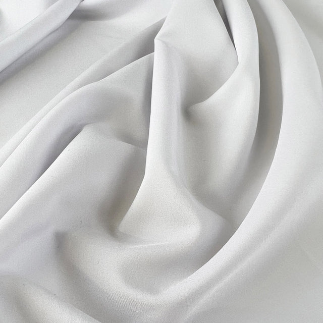 Marlena White Fine Polyester Elastane Woven Lining Fabric Cu1