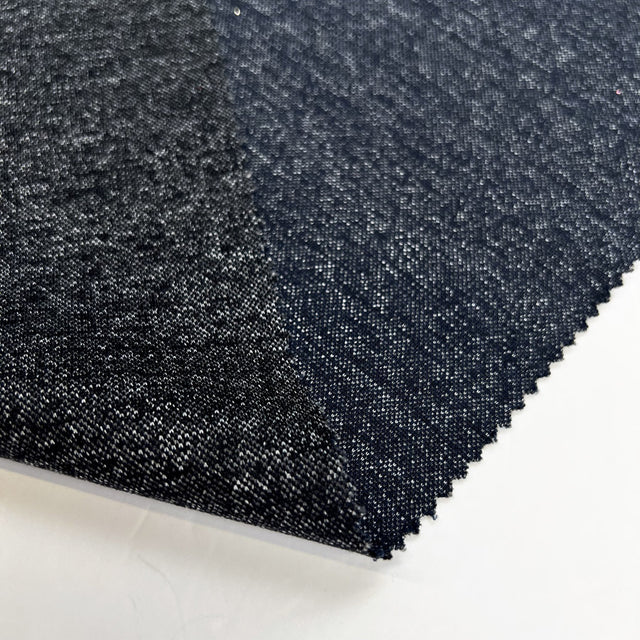 Marley Cotton Polyester Elastane Navy Marl Knitted Jersey Fabric Fold