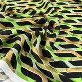 Marni Viscose Lattice Green Black Gold Ecovero Italian Deadstock Abstract Dress Fabric