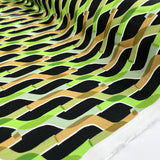 Marni Viscose Lattice Green Black Gold Ecovero Italian Deadstock Abstract Dress Fabric Roll