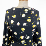 Marocaine Viscose Crepe Dress Fabric Black Floral Cilla Chest
