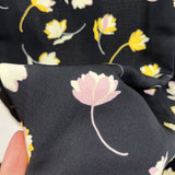 Marocaine Viscose Crepe Dress Fabric Black Floral Cilla Close Up2