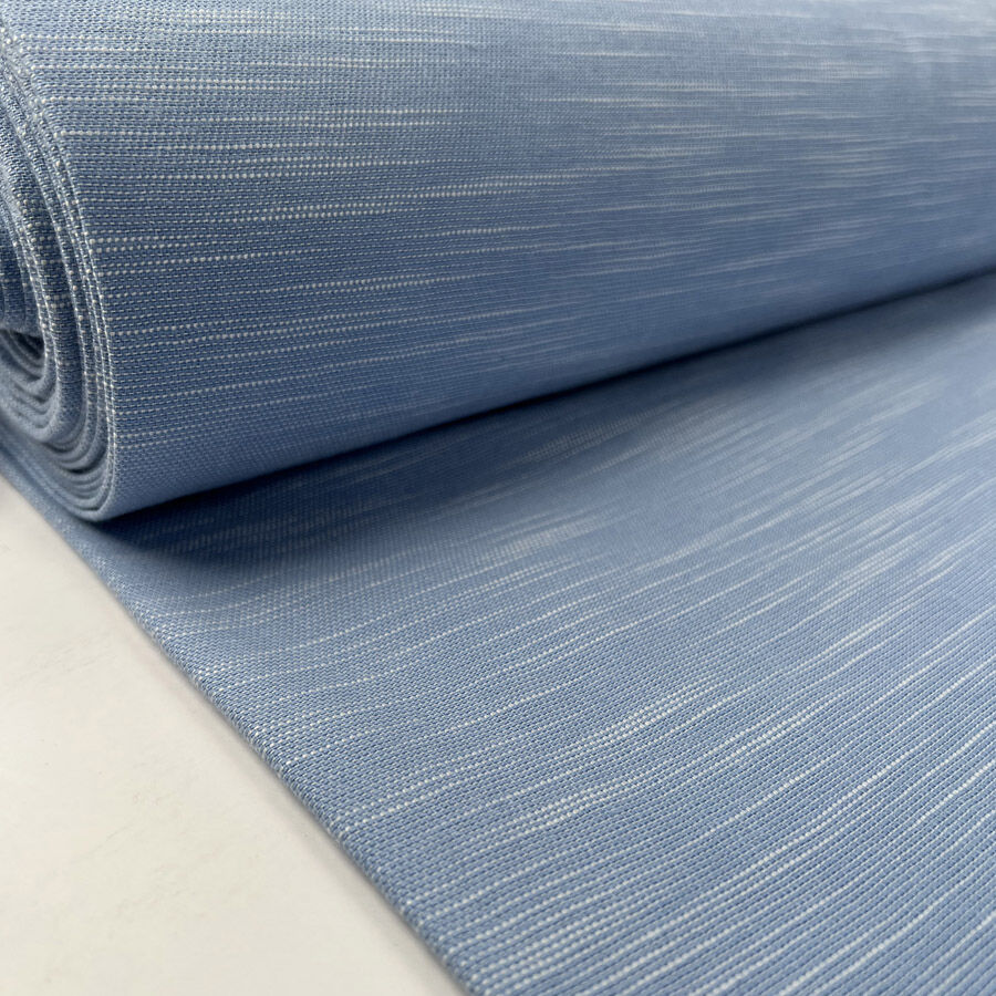 Maya Suiting Sky Blue Cotton Elastane White Woven Fabric Bolt