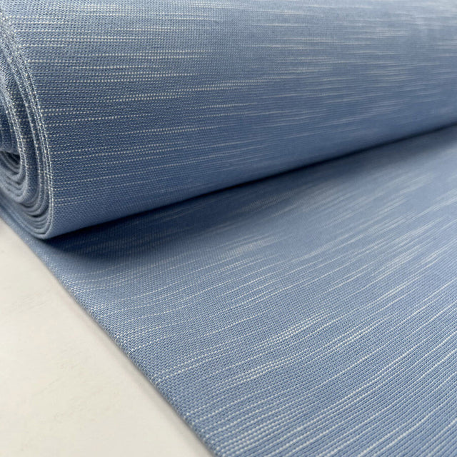 Maya Suiting Sky Blue Cotton Elastane White Woven Fabric Bolt