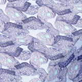 Mazarine Polyester Pleated Chiffon Blue Butterfly Printed Dress Fabric Fold