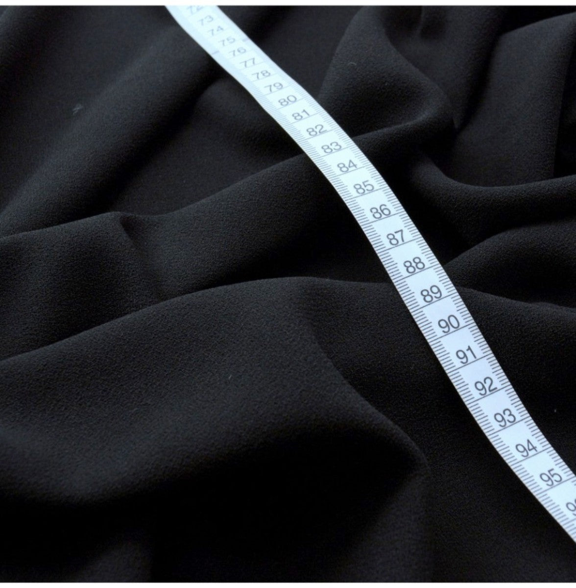 Mega Drat Double Crepe Black Polyester Dress Fabric Cu
