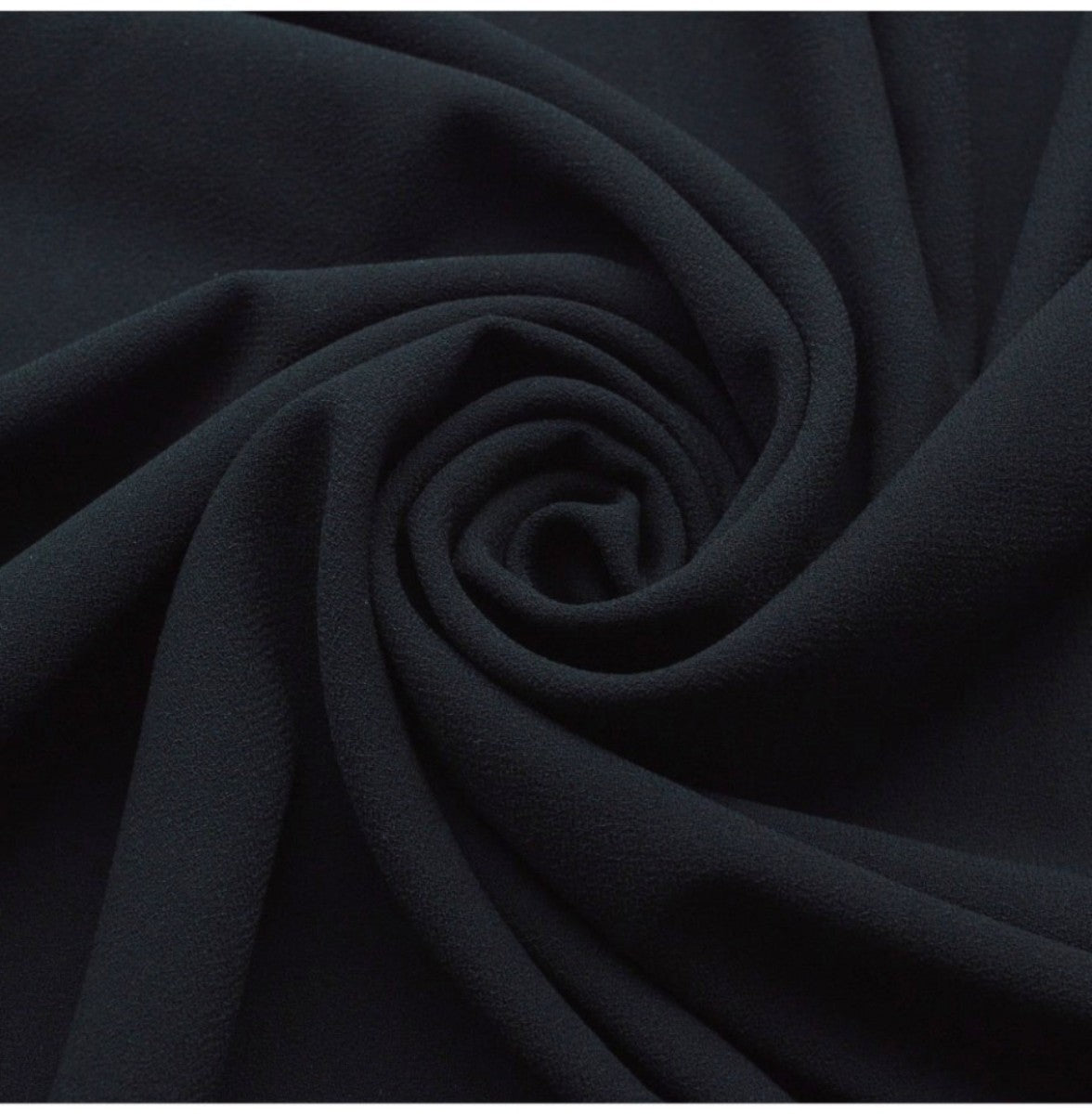 Mega Drat Double Crepe Black Polyester Dress Fabric Cud