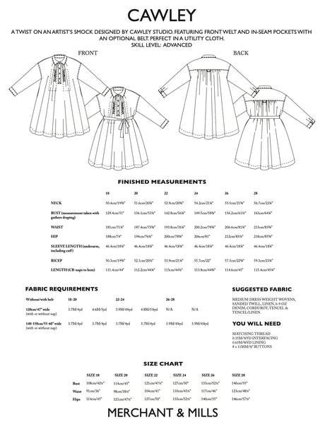 Merchant And Mills Cawley Dress Pattern Uk 18 28 Back
