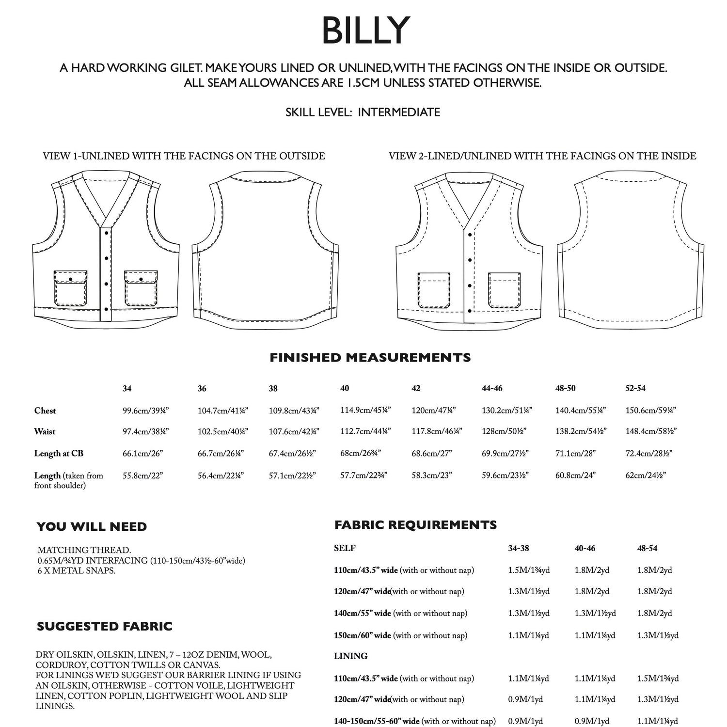 Merchant And Mills Mens Billy Gillet Pattern Backcover