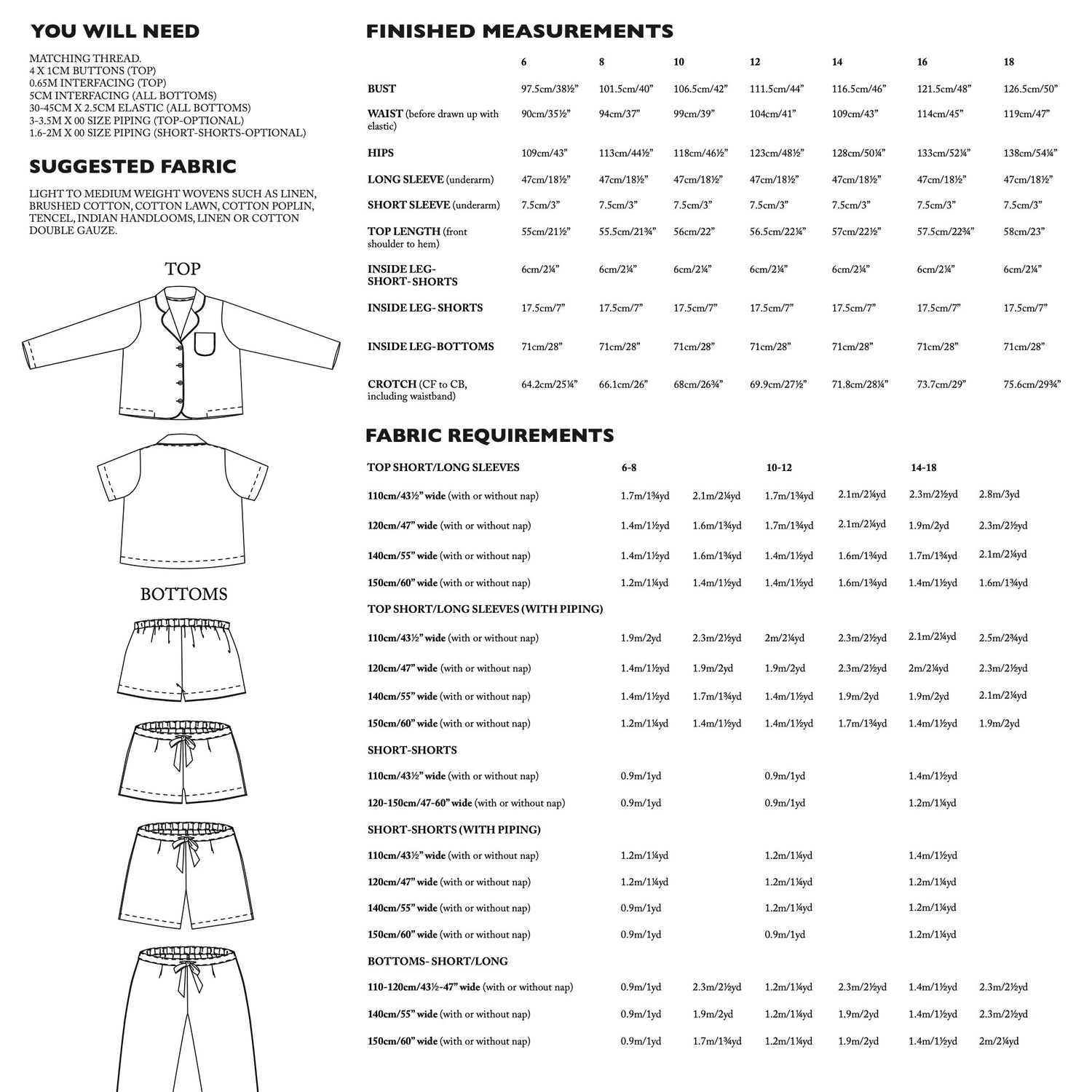 Merchant Mills Winnie Pyjamas Pattern 6 18 Backcover