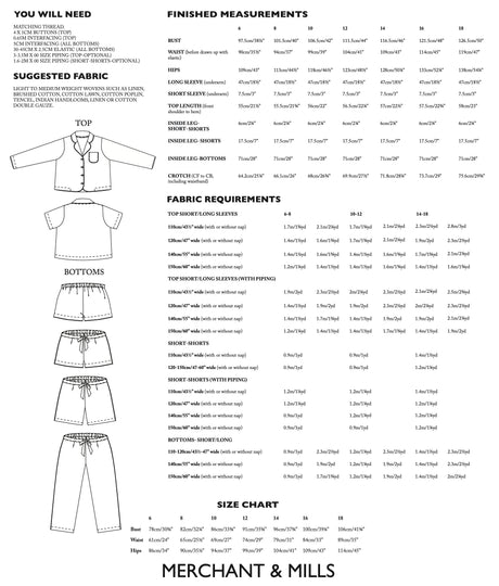 Merchant Mills Winnie Pyjamas Pattern 6 18 Backcover