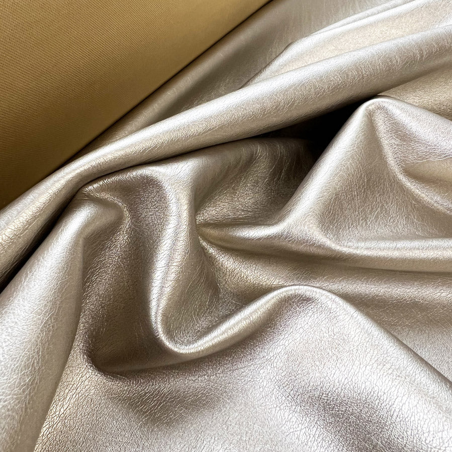 Metallic Leatherette Fabric Dull Gold Champagne