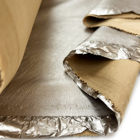 Metallic Leatherette Fabric Dull Gold Champagne Fold