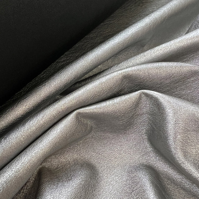 Metallic Leatherette Fabric Grey Pewter