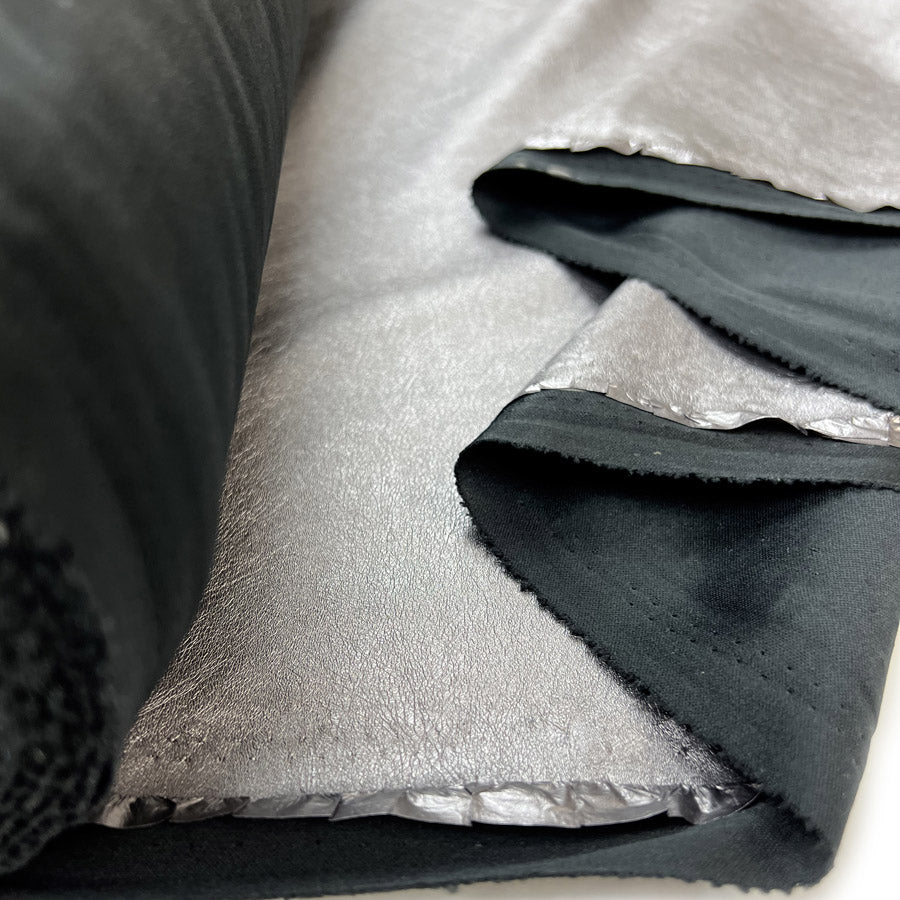 Metallic Leatherette Fabric Grey Pewter Fold
