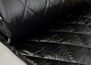 Metallic Marvel Black Shiny Polyester Quilted Black Coating Fabric Bolt