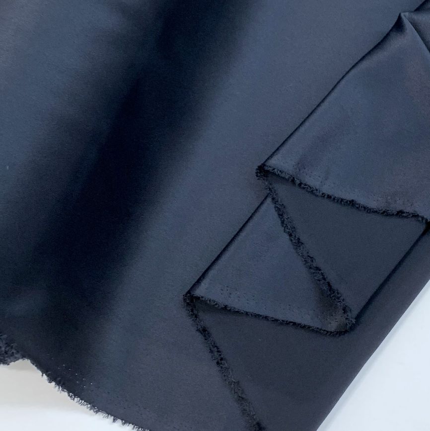 Midnight Satin Navy Polyester Satin Dress Fabric Cud