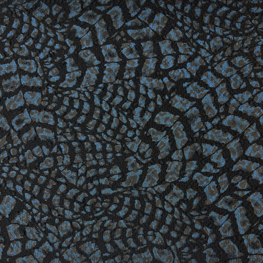 Midnight Jungle Black Blue Polyester Spandex Print Dress Fabric