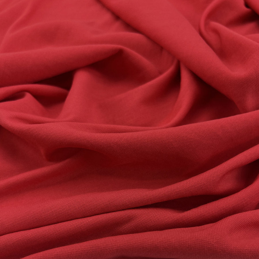 Milan Red Nylon Viscose Plain Knitted Jersey Dress Fabric
