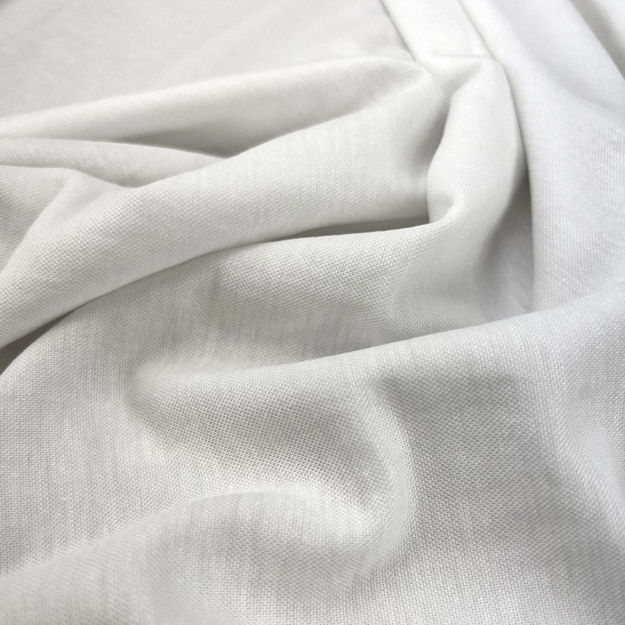 Milan White Nylon Viscose Plain Knitted Jersey Dress Fabric