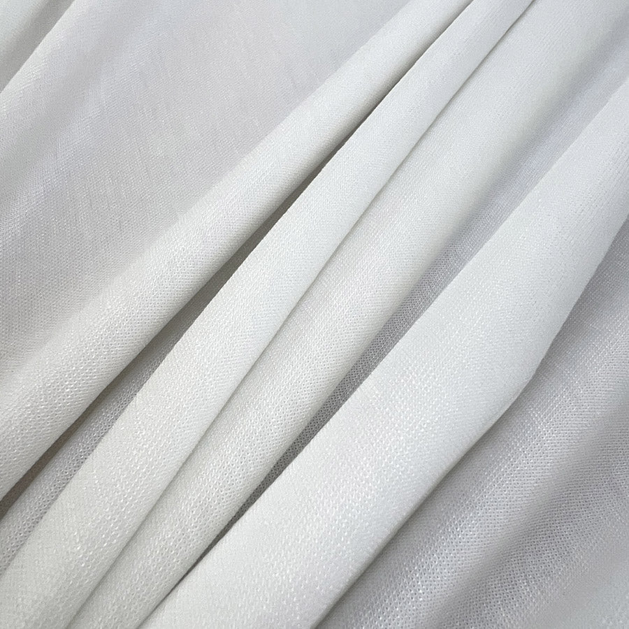 Milan White Nylon Viscose Plain Knitted Jersey Dress Fabric