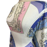Milano Italian Pink White Blue Abstract Knitted Viscose Lycra Jersey Dress Fabric Drape Side