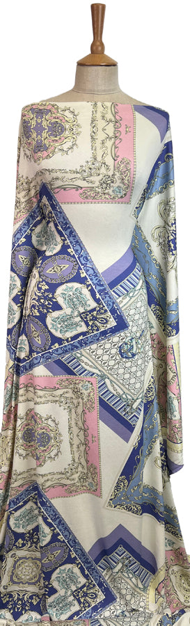 Milano Italian Pink White Blue Abstract Knitted Viscose Lycra Jersey Dress Fabric Mannequin