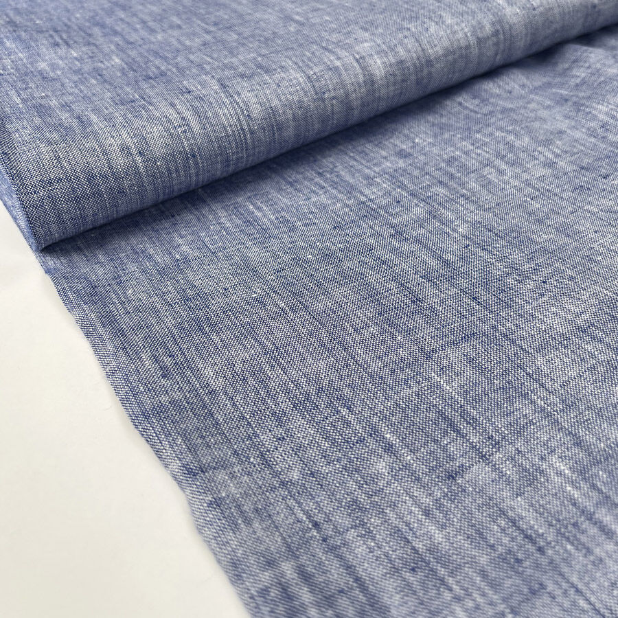 Milano Linen Rustic Blue Italian Ex Designer Woven Dress Fabric Bolt