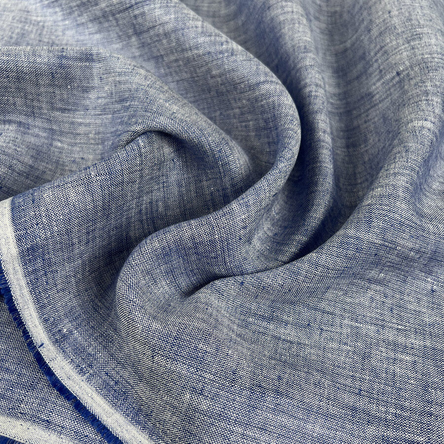Milano Linen Rustic Blue Italian Ex Designer Woven Dress Fabric