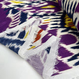 Mind Boggling Linen Cotton Blend Woven Abstract Purple Blue Yellow Print Dress Fabric Fold