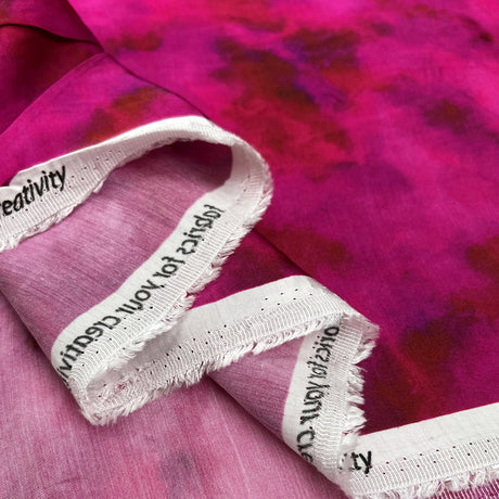 Misty Satin Pink Viscose Abstract Tie Dye Dress Fabric Fold