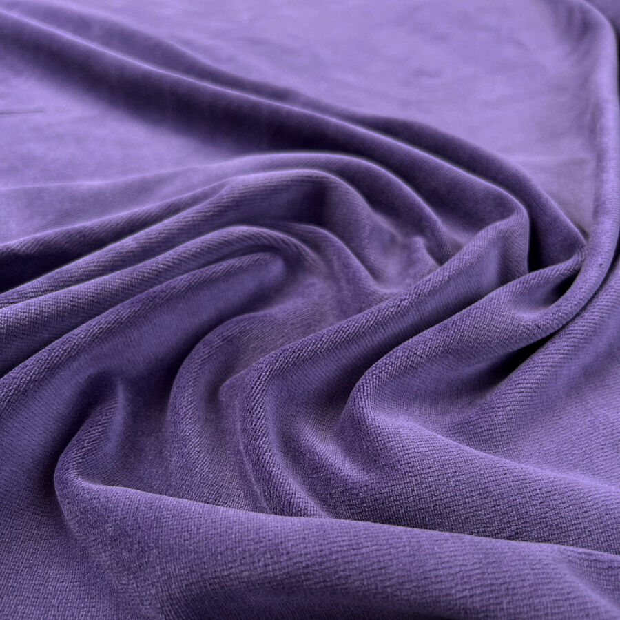 Modal Cotton Velour Purple Stretch Knit Jersey Fabric