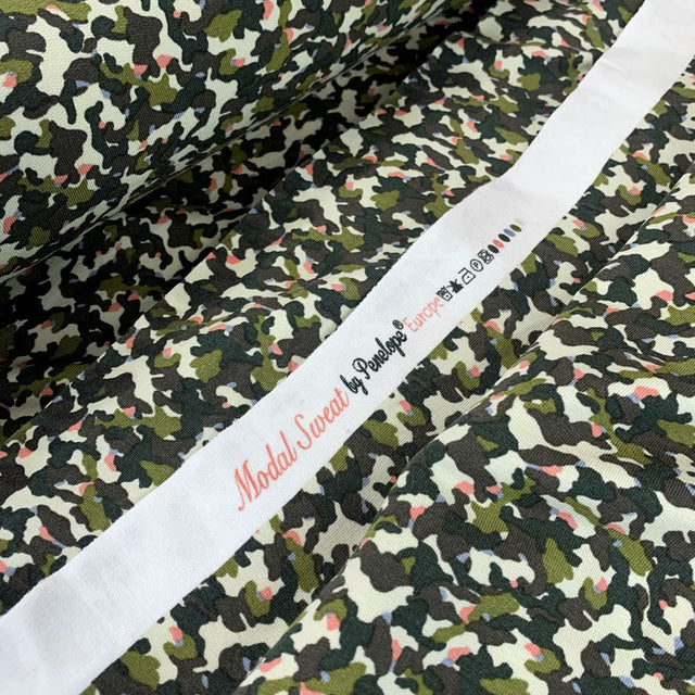 Mode Green Camouflage Design Khaki Modal Elastane Knitted Jersey Fabric Selvedge Fabric Photo 2