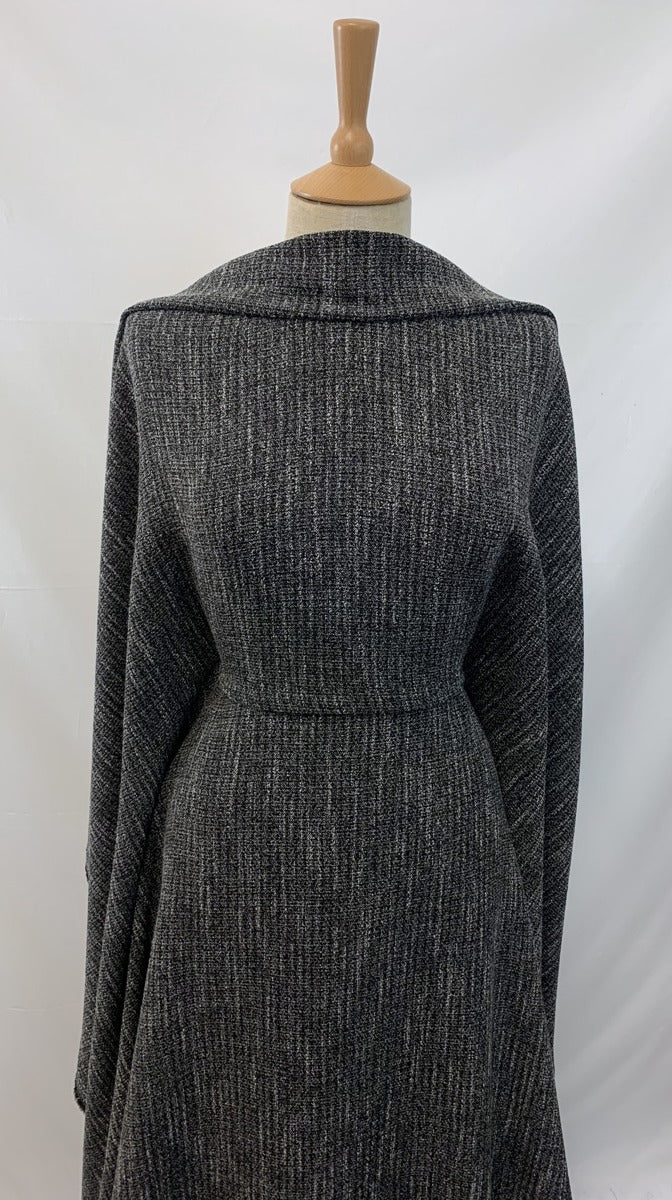 Modernista Polyester Wool Look Suiting Black Grey Yarns Dress