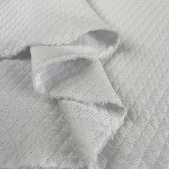 Monroe white ex designer cotton polyester blend diamond quilted fabric fold