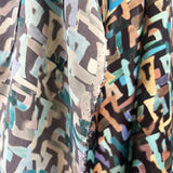 Monte Teal Multicoloured Viscose Abstract Dress Fabric Fold