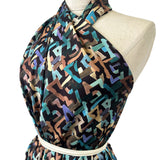 Monte Teal Multicoloured Viscose Abstract Dress Fabric Side