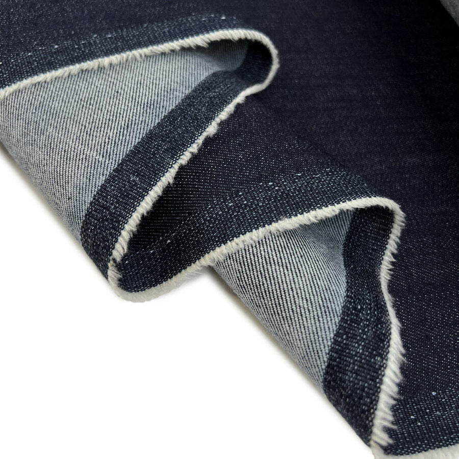 Monza Denim 10 5oz Indigo Cotton Elastane Stretch Woven Trouser Fabric Fold