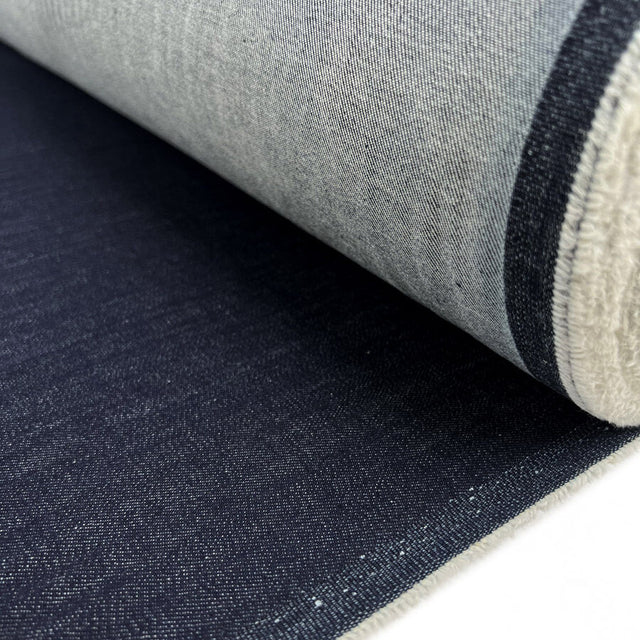 Monza Denim 10 5oz Indigo Cotton Elastane Stretch Woven Trouser Fabric Roll