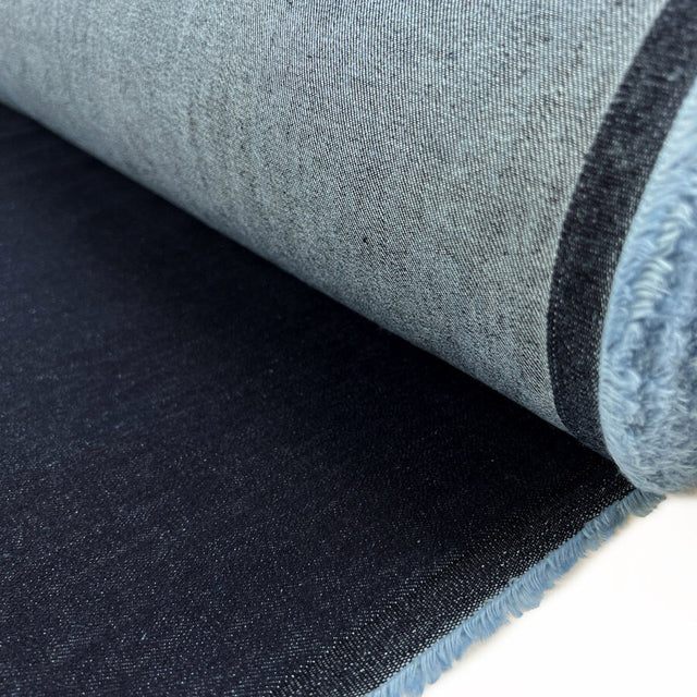 Monza Denim 11oz Deep Blue Cotton Elastane Stretch Woven Trouser Fabric Roll