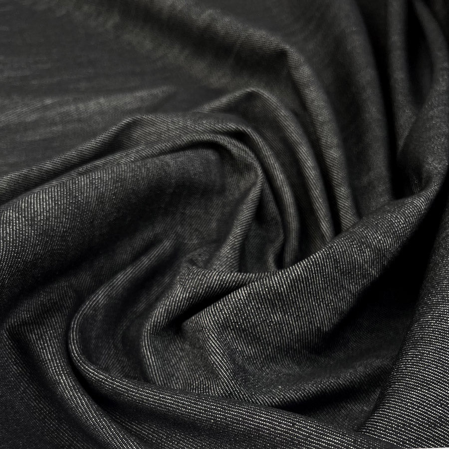 Moretti 13oz Black Cotton Denim Italian Deadstock Heavy Washed Jeans Jacket Fabric
