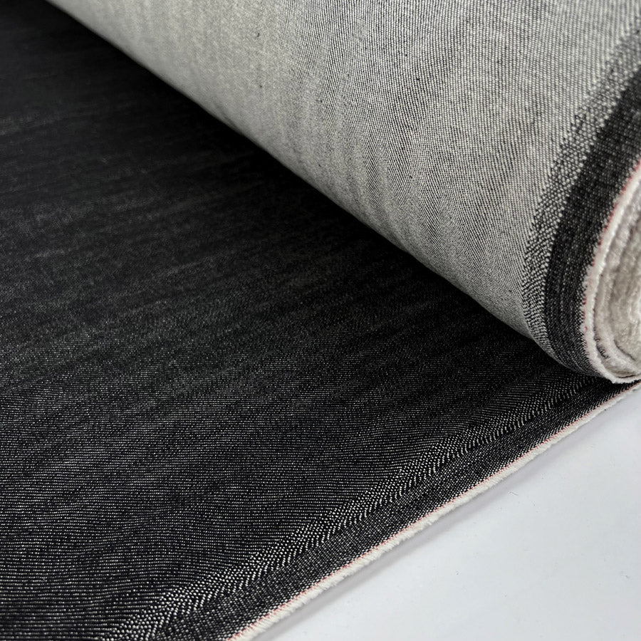 Moretti 13oz Black Cotton Denim Italian Deadstock Heavy Washed Jeans Jacket Fabric Roll