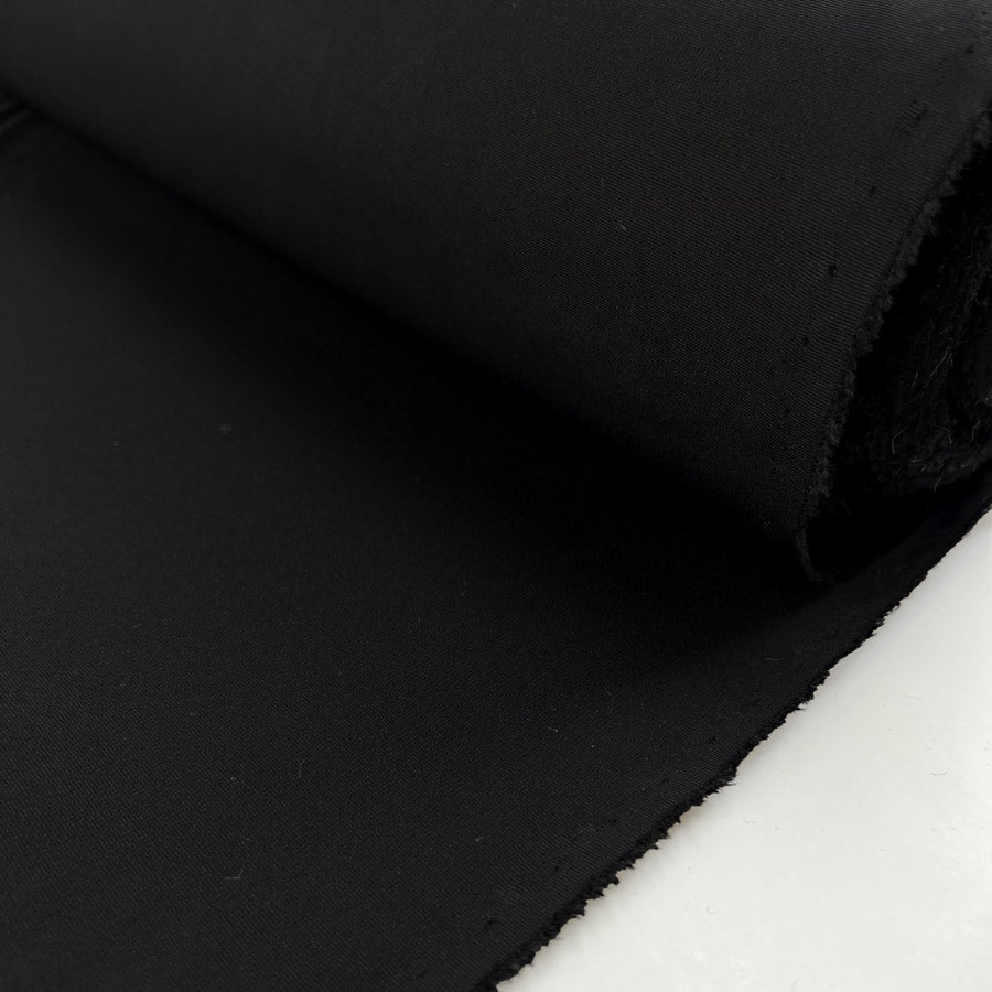 Morning Glory Viscose Elastane Black Stretch Italian Deadstock Fabric Roll