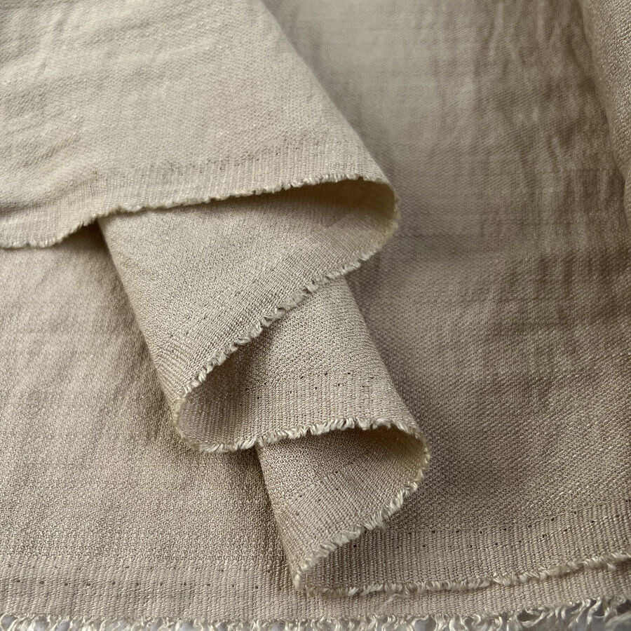Muse Cream Viscose Nylon Woven Crinkle Fabric Fold