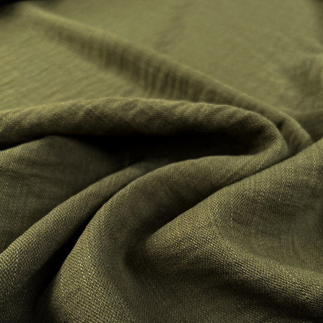 Muse Olive Green Viscose Nylon Woven Crinkle Fabric