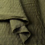 Muse Olive Green Viscose Nylon Woven Crinkle Fabric Fold