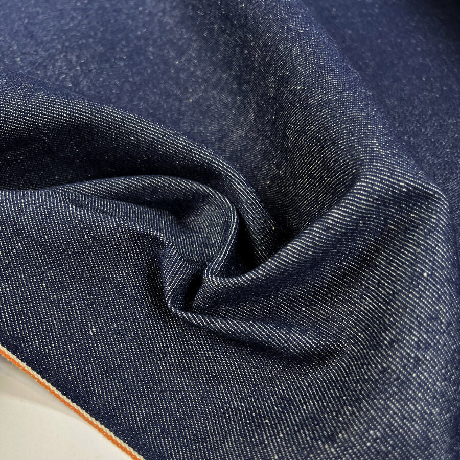 Narrow Italian Denim Cotton Indigo Blue Woven Orange Selvedge Trouser Fabric