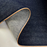 Narrow Italian Denim Cotton Indigo Blue Woven Orange Selvedge Trouser Fabric Fold