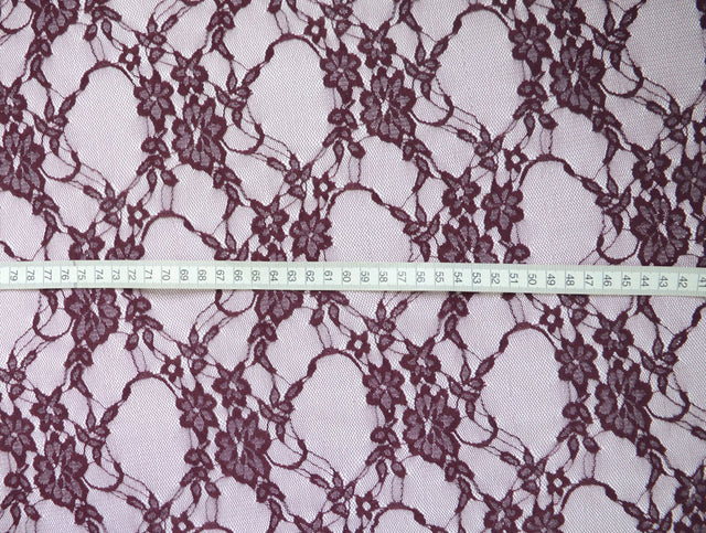 Naughty But Nice Polyester Lace Burgundy Fabric S